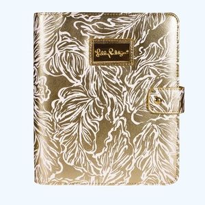 LILLY PULITZER AGENDA FOLIO GOLD METALLIC LEAFS